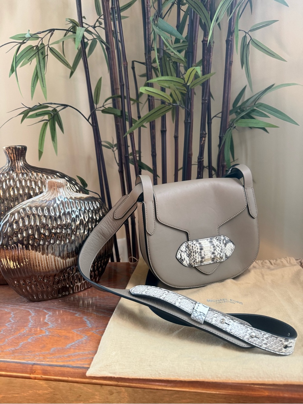 Michael Kors Collection 
Daria Snakeskin Saddlebag